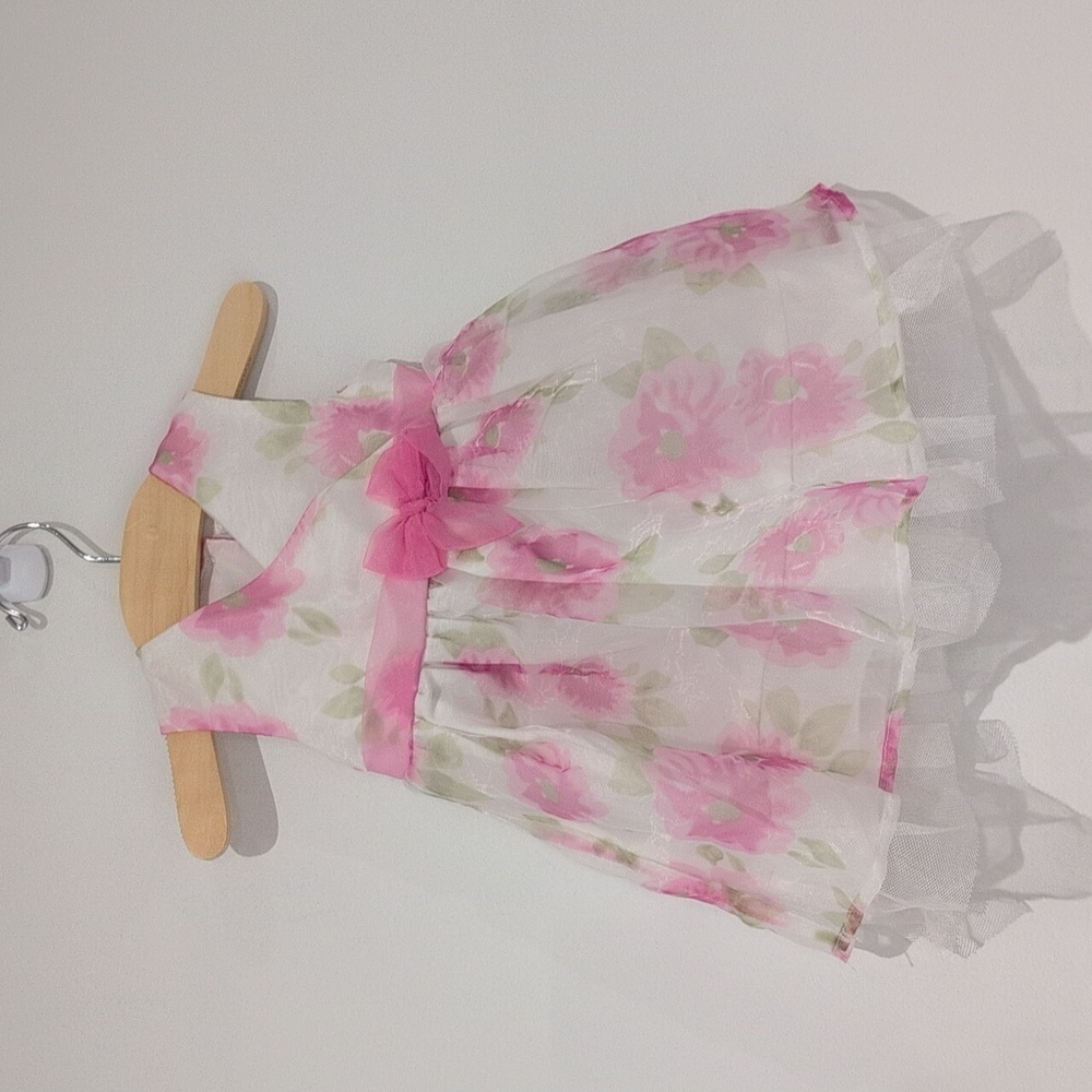 Pink & White floral Chiffon sleeveless dress size 6 Months (3 for $15) - Picture 1 of 5